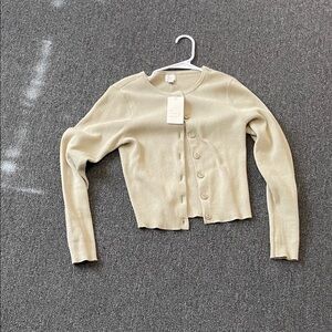 Women's Beige Button-Up Cardigan